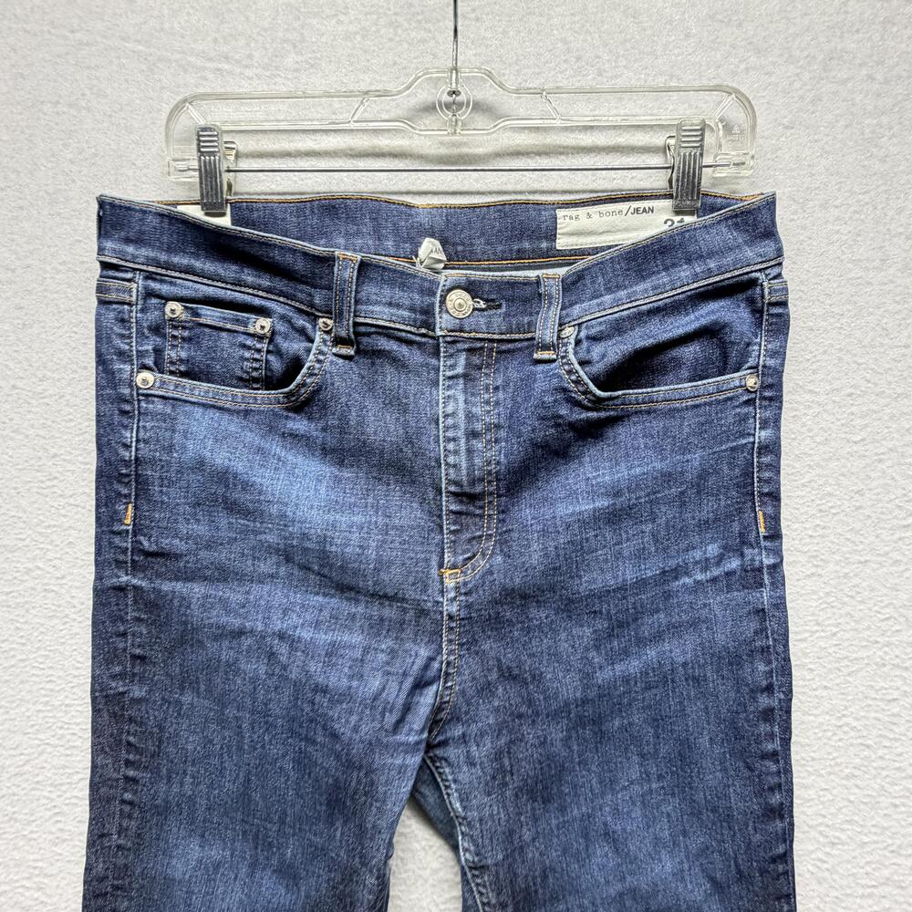 Rag & Bone JEAN Jeans Womens 31 Blue 10 Inch Ankle Skinny Mid Rise Raw Hem USA - Picture 2 of 7
